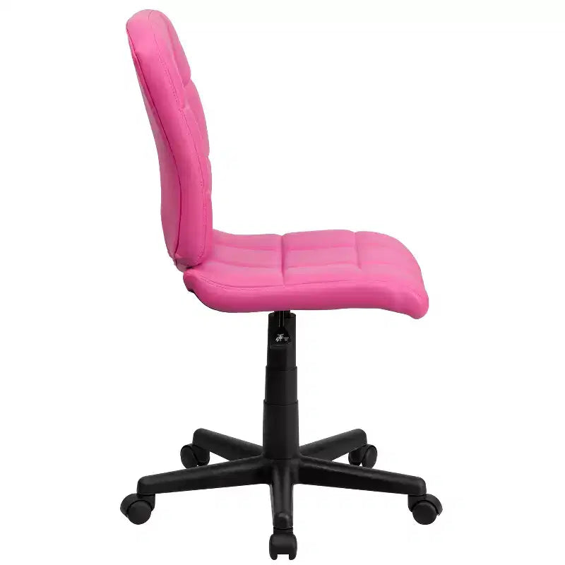 Chaise de bureau pivotante Emma et Oliver en vinyle matelassé à dossier mi-hauteur
