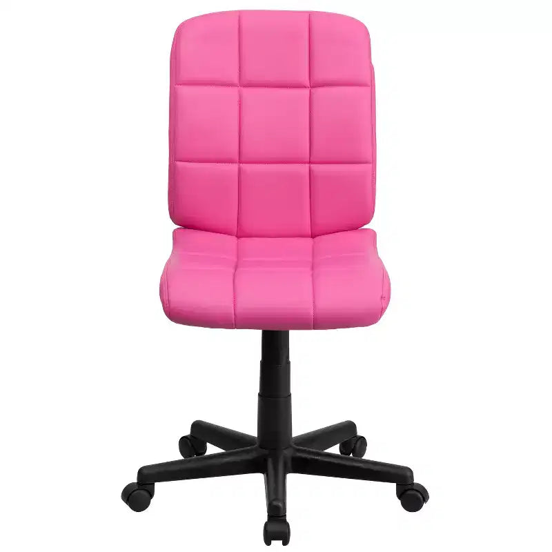 Chaise de bureau pivotante Emma et Oliver en vinyle matelassé à dossier mi-hauteur