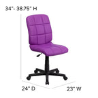 Chaise de bureau pivotante Emma et Oliver en vinyle matelassé à dossier mi-hauteur
