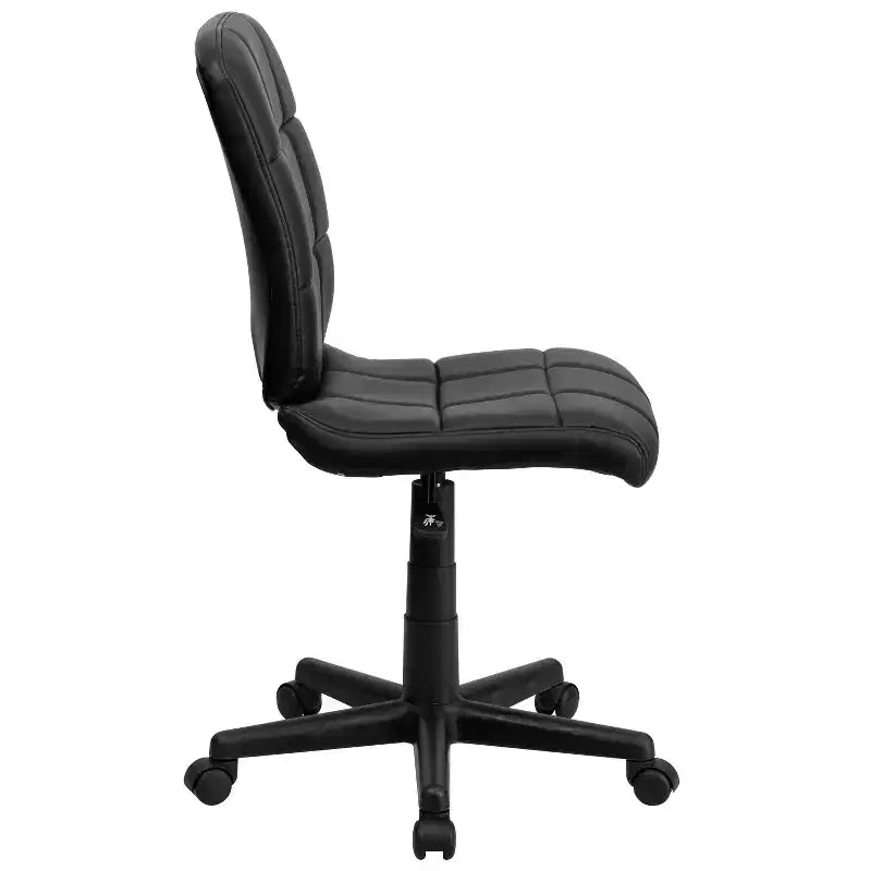Chaise de bureau pivotante Emma et Oliver en vinyle matelassé à dossier mi-hauteur