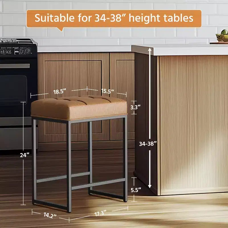 Yaheetech Lot de 2 tabourets de bar sans dossier rembourrés de 61 cm pour comptoir de cuisine