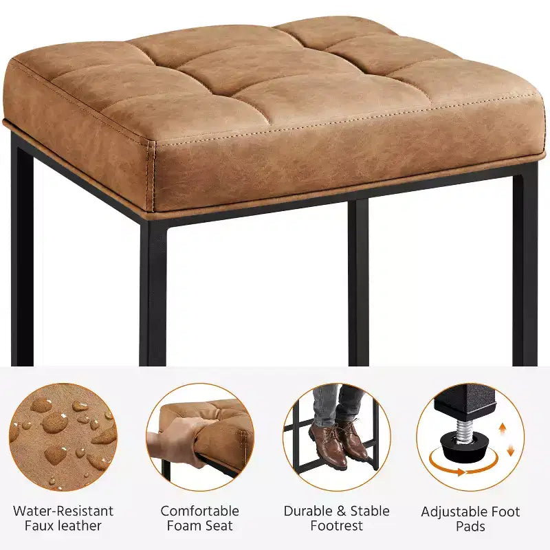 Yaheetech Lot de 2 tabourets de bar sans dossier rembourrés de 61 cm pour comptoir de cuisine