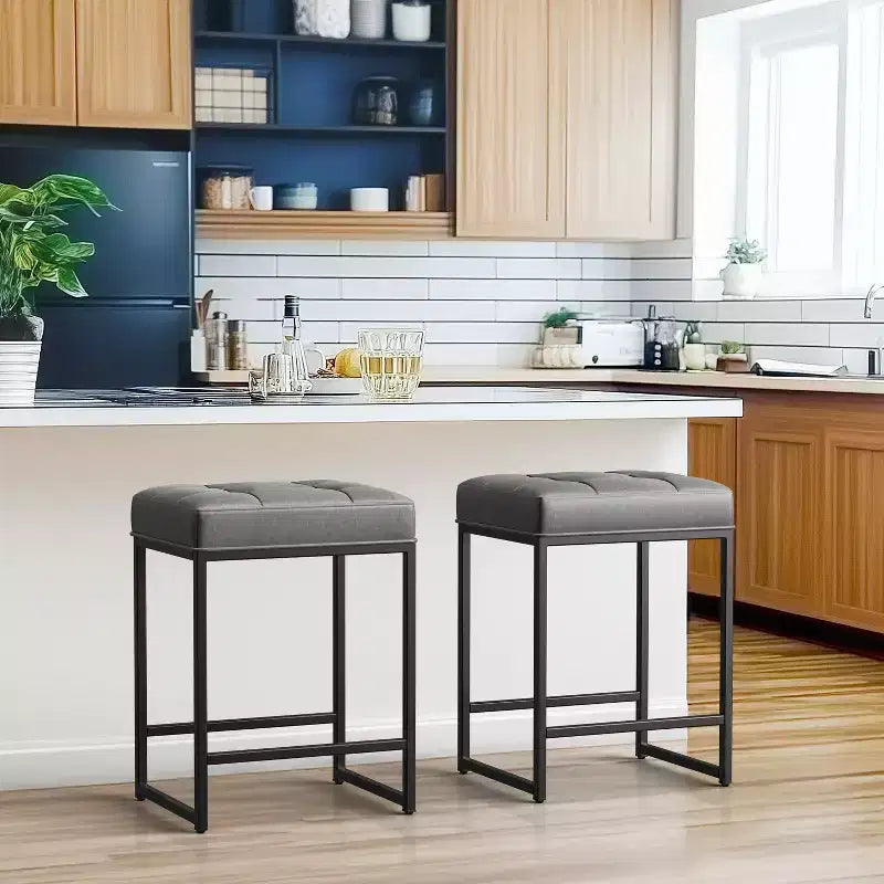 Yaheetech Lot de 2 tabourets de bar sans dossier rembourrés de 61 cm pour comptoir de cuisine