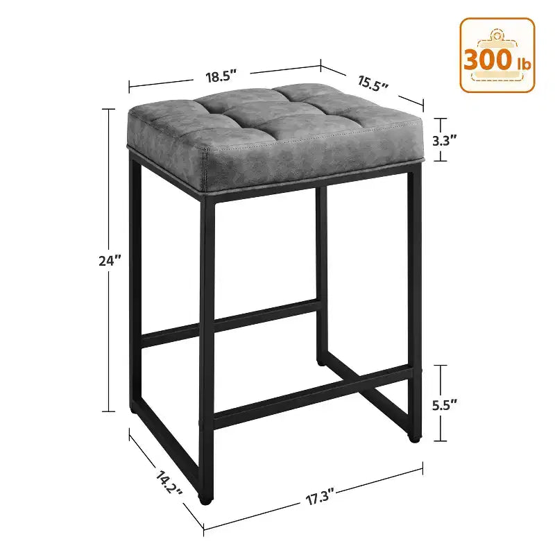 Yaheetech Lot de 2 tabourets de bar sans dossier rembourrés de 61 cm pour comptoir de cuisine