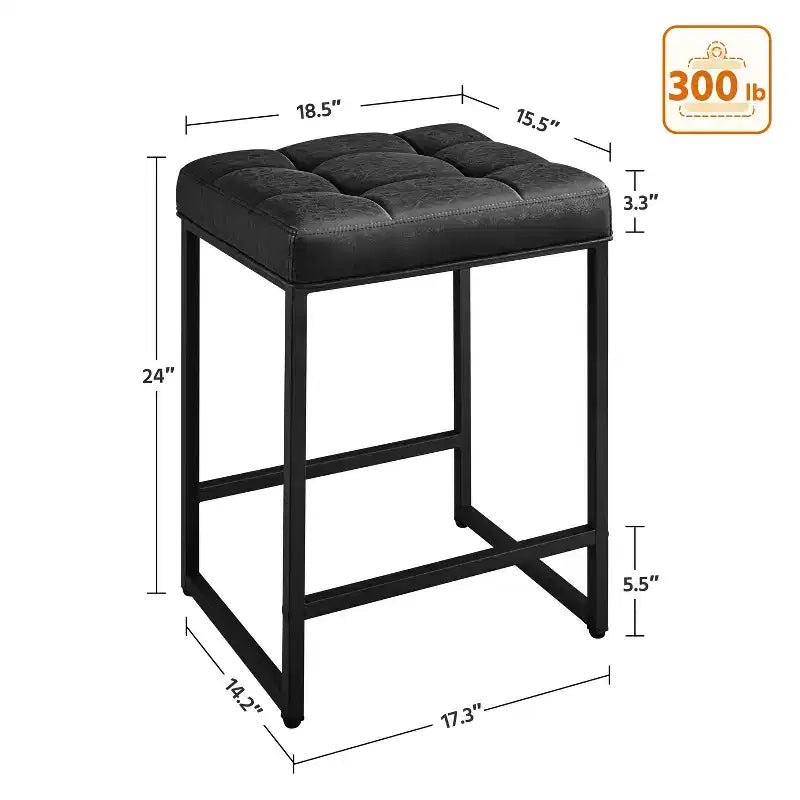 Yaheetech Lot de 2 tabourets de bar sans dossier rembourrés de 61 cm pour comptoir de cuisine