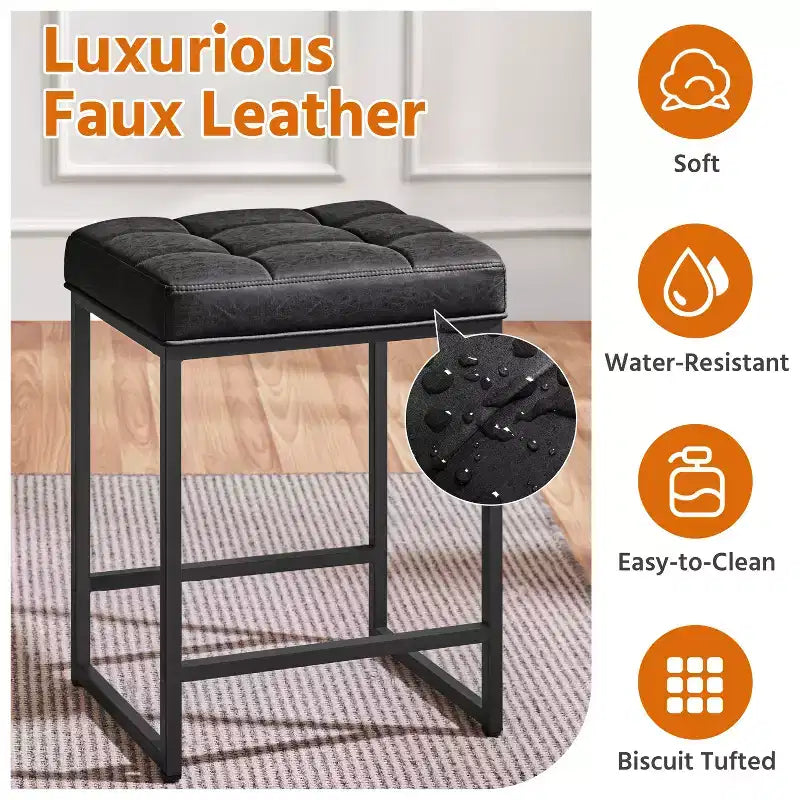 Yaheetech Lot de 2 tabourets de bar sans dossier rembourrés de 61 cm pour comptoir de cuisine