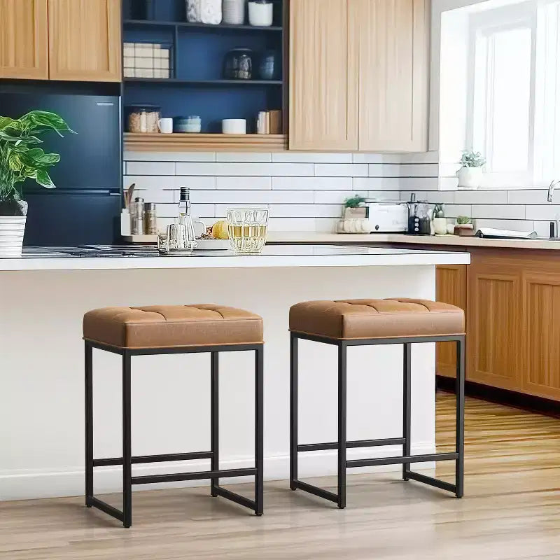 Yaheetech Lot de 2 tabourets de bar sans dossier rembourrés de 61 cm pour comptoir de cuisine