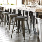 Flash Furniture Cierra, ensemble de 4 tabourets de bar en métal sans dossier de 61 cm de hauteur, de qualité commerciale, pour l'intérieur, avec sièges en résine polyvalente tout temps