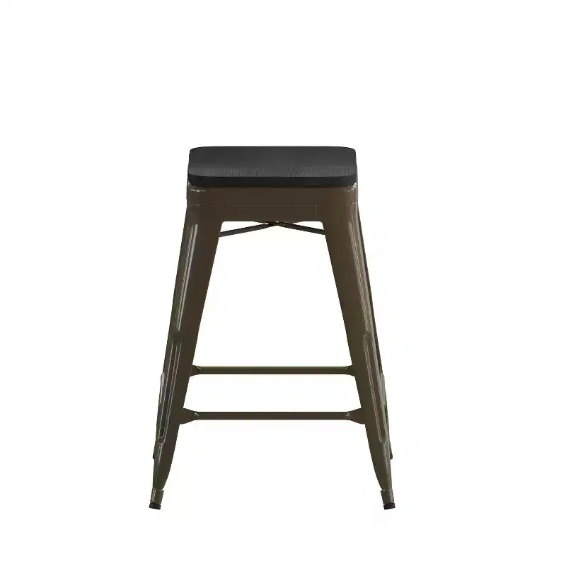 Flash Furniture Cierra, ensemble de 4 tabourets de bar en métal sans dossier de 61 cm de hauteur, de qualité commerciale, pour l'intérieur, avec sièges en résine polyvalente tout temps
