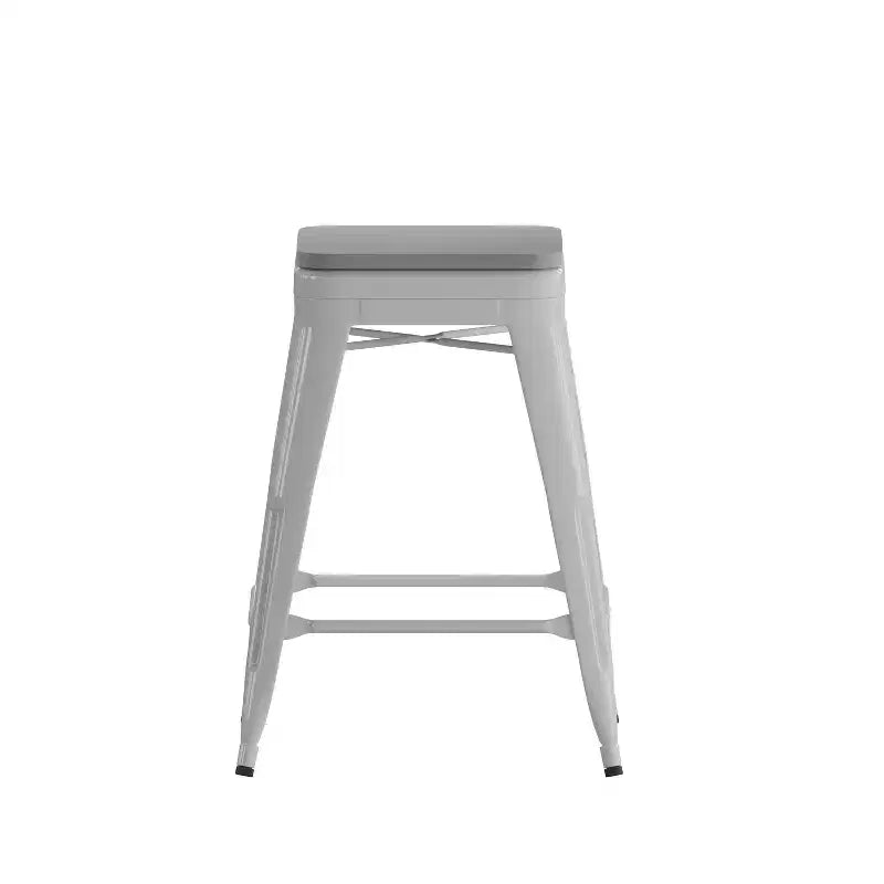 Flash Furniture Cierra, ensemble de 4 tabourets de bar en métal sans dossier de 61 cm de hauteur, de qualité commerciale, pour l'intérieur, avec sièges en résine polyvalente tout temps