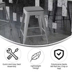 Flash Furniture Cierra, ensemble de 4 tabourets de bar en métal sans dossier de 61 cm de hauteur, de qualité commerciale, pour l'intérieur, avec sièges en résine polyvalente tout temps