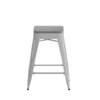Flash Furniture Cierra, ensemble de 4 tabourets de bar en métal sans dossier de 61 cm de hauteur, de qualité commerciale, pour l'intérieur, avec sièges en résine polyvalente tout temps
