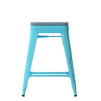Flash Furniture Cierra, ensemble de 4 tabourets de bar en métal sans dossier de 61 cm de hauteur, de qualité commerciale, pour l'intérieur, avec sièges en résine polyvalente tout temps