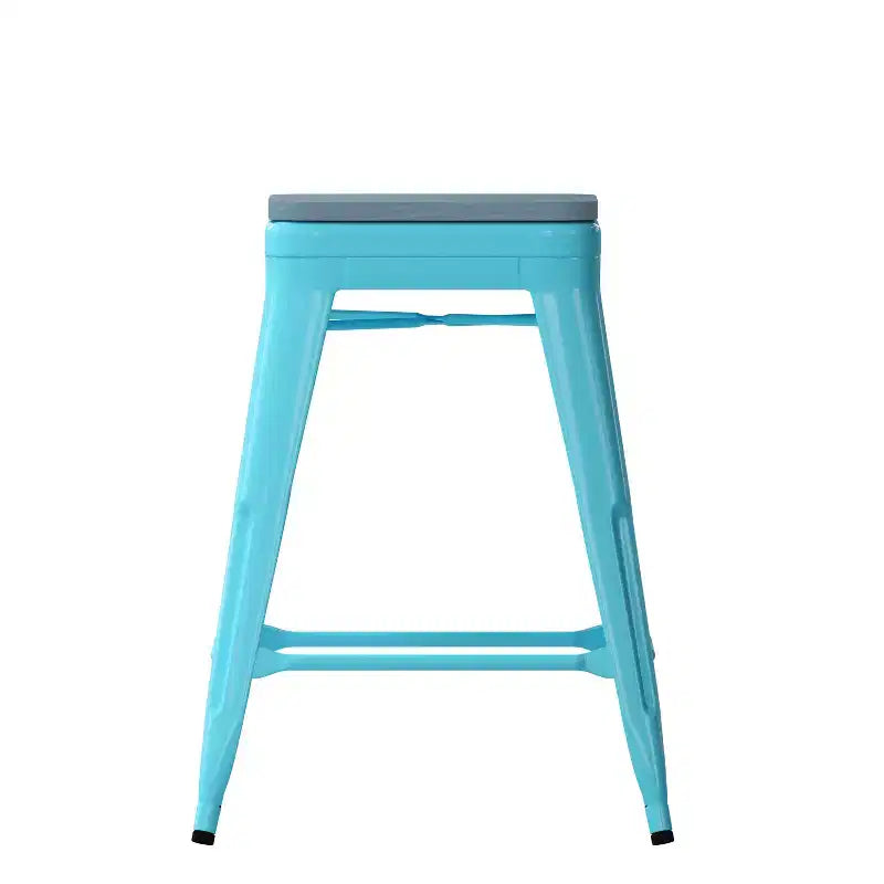 Flash Furniture Cierra, ensemble de 4 tabourets de bar en métal sans dossier de 61 cm de hauteur, de qualité commerciale, pour l'intérieur, avec sièges en résine polyvalente tout temps