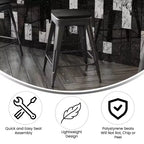 Flash Furniture Cierra, ensemble de 4 tabourets de bar en métal sans dossier de 61 cm de hauteur, de qualité commerciale, pour l'intérieur, avec sièges en résine polyvalente tout temps