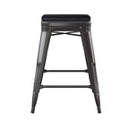 Flash Furniture Cierra, ensemble de 4 tabourets de bar en métal sans dossier de 61 cm de hauteur, de qualité commerciale, pour l'intérieur, avec sièges en résine polyvalente tout temps
