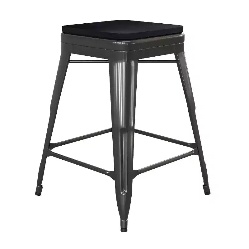 Flash Furniture Cierra, ensemble de 4 tabourets de bar en métal sans dossier de 61 cm de hauteur, de qualité commerciale, pour l'intérieur, avec sièges en résine polyvalente tout temps