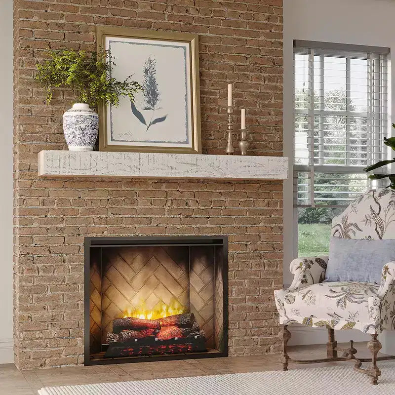 Étagère de cheminée flottante Country Living Hatteras en finition blanchie