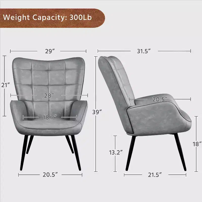 Fauteuil d'appoint en cuir à oreilles Yaheetech pour salon