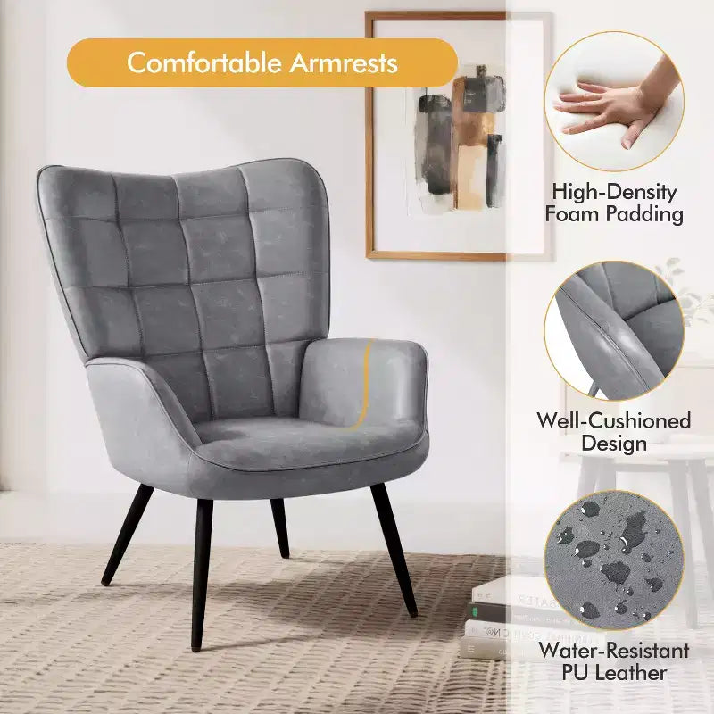 Fauteuil d'appoint en cuir à oreilles Yaheetech pour salon