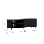 Meuble TV moderne mi-siècle Flash Furniture Nelson 65 pour téléviseurs jusqu'à 60 pouces avec étagère réglable et tiroirs de rangement
