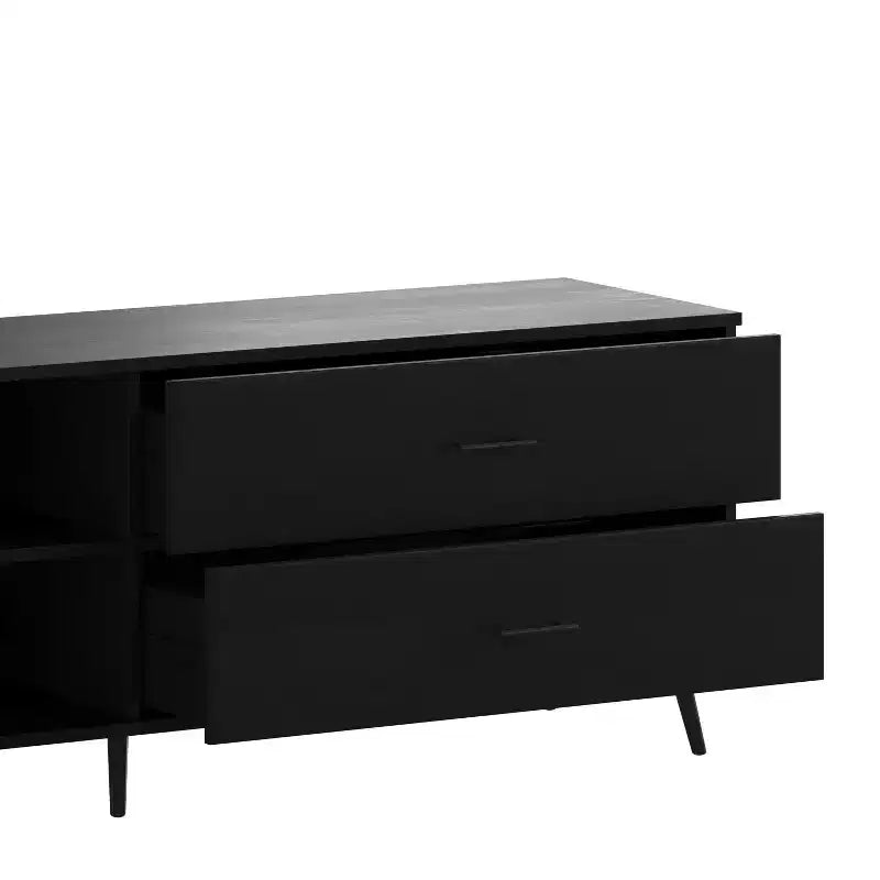 Meuble TV moderne mi-siècle Flash Furniture Nelson 65 pour téléviseurs jusqu'à 60 pouces avec étagère réglable et tiroirs de rangement
