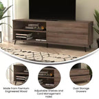 Meuble TV moderne mi-siècle Flash Furniture Nelson 65 pour téléviseurs jusqu'à 60 pouces avec étagère réglable et tiroirs de rangement