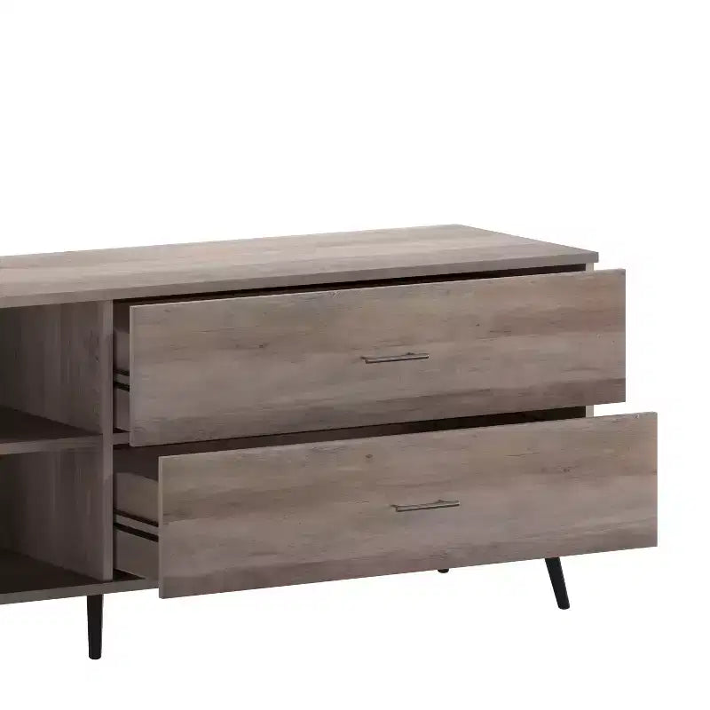 Meuble TV moderne mi-siècle Flash Furniture Nelson 65 pour téléviseurs jusqu'à 60 pouces avec étagère réglable et tiroirs de rangement