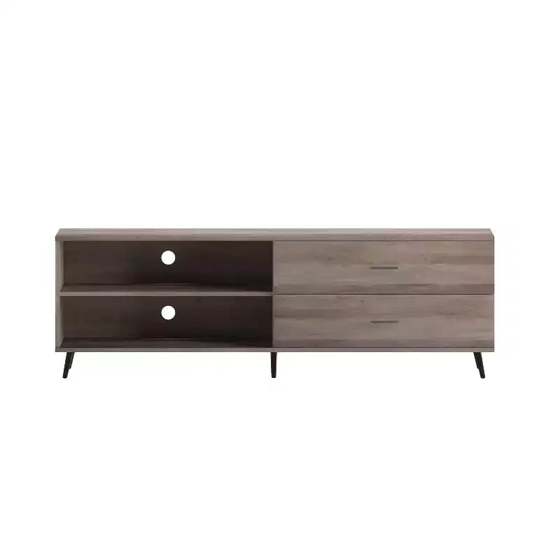 Meuble TV moderne mi-siècle Flash Furniture Nelson 65 pour téléviseurs jusqu'à 60 pouces avec étagère réglable et tiroirs de rangement
