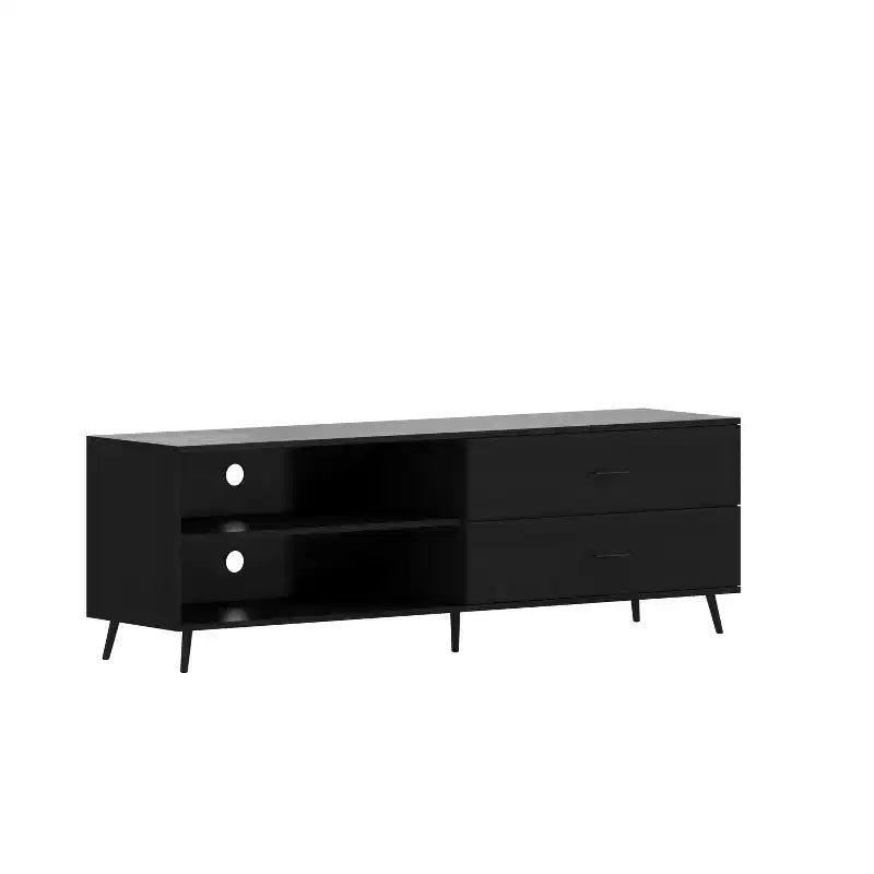 Meuble TV moderne mi-siècle Flash Furniture Nelson 65 pour téléviseurs jusqu'à 60 pouces avec étagère réglable et tiroirs de rangement