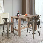Costway Ensemble Table à Manger 5 Pièces Cuisine Table Rectangulaire Hauteur Comptoir avec 4 Tabourets de Bar