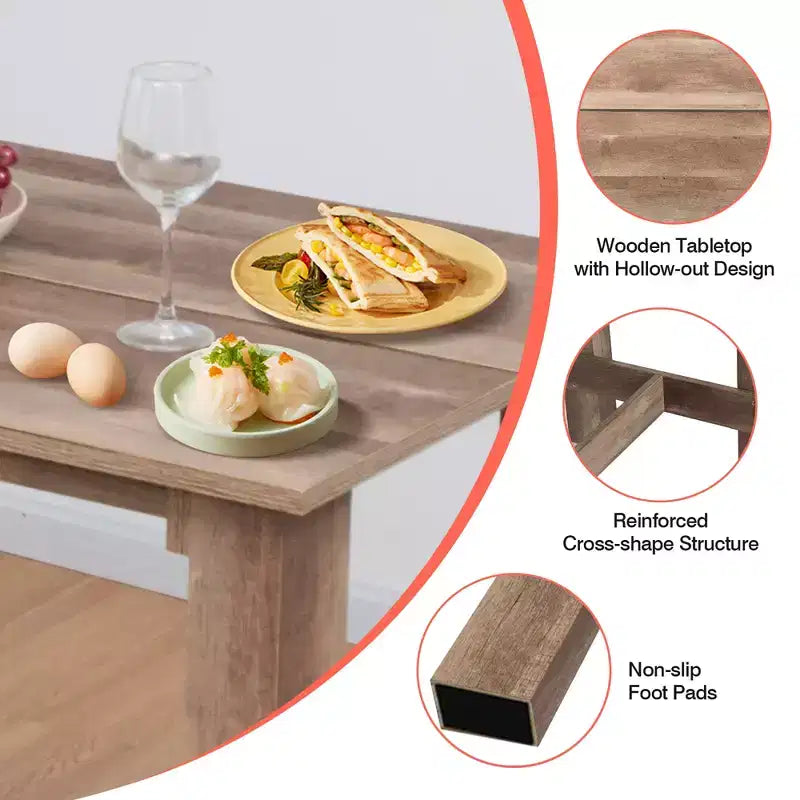 Costway Ensemble Table à Manger 5 Pièces Cuisine Table Rectangulaire Hauteur Comptoir avec 4 Tabourets de Bar