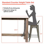 Costway Ensemble Table à Manger 5 Pièces Cuisine Table Rectangulaire Hauteur Comptoir avec 4 Tabourets de Bar