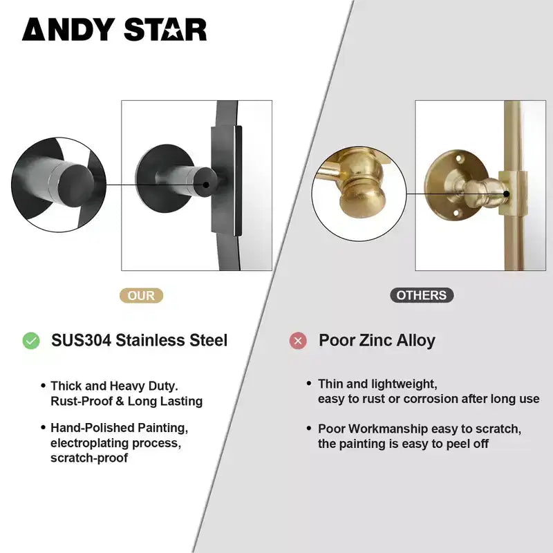 ANDY STAR Miroir mural ovale décoratif moderne 50,8 x 76,2 cm pour salle de bain avec cadre en métal en acier inoxydable, noir mat