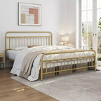 Yaheetech Metal Platform Bed Frame with Vintage Headboard and Footboard