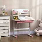 Bureau d'enfant Qaba, table d'étude scolaire réglable en hauteur pour enfants, bureau d'écriture pour étudiant avec plateau inclinable, tiroir, étagère de rangement, porte-stylo