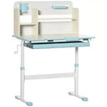 Qaba Kids Desk, Height Adjustable Children School Study Table, Student Writing Desk with Tilt Desktop, Drawer, Storage Shelf, Pen Holder