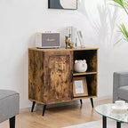 Meuble de rangement Mid-century Costway avec porte, placard avec 4 pieds, étagère réglable, marron rustique