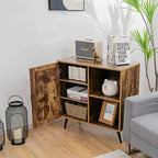 Meuble de rangement Mid-century Costway avec porte, placard avec 4 pieds, étagère réglable, marron rustique