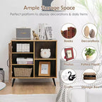 Meuble de rangement Mid-century Costway avec porte, placard avec 4 pieds, étagère réglable, marron rustique