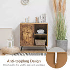 Meuble de rangement Mid-century Costway avec porte, placard avec 4 pieds, étagère réglable, marron rustique