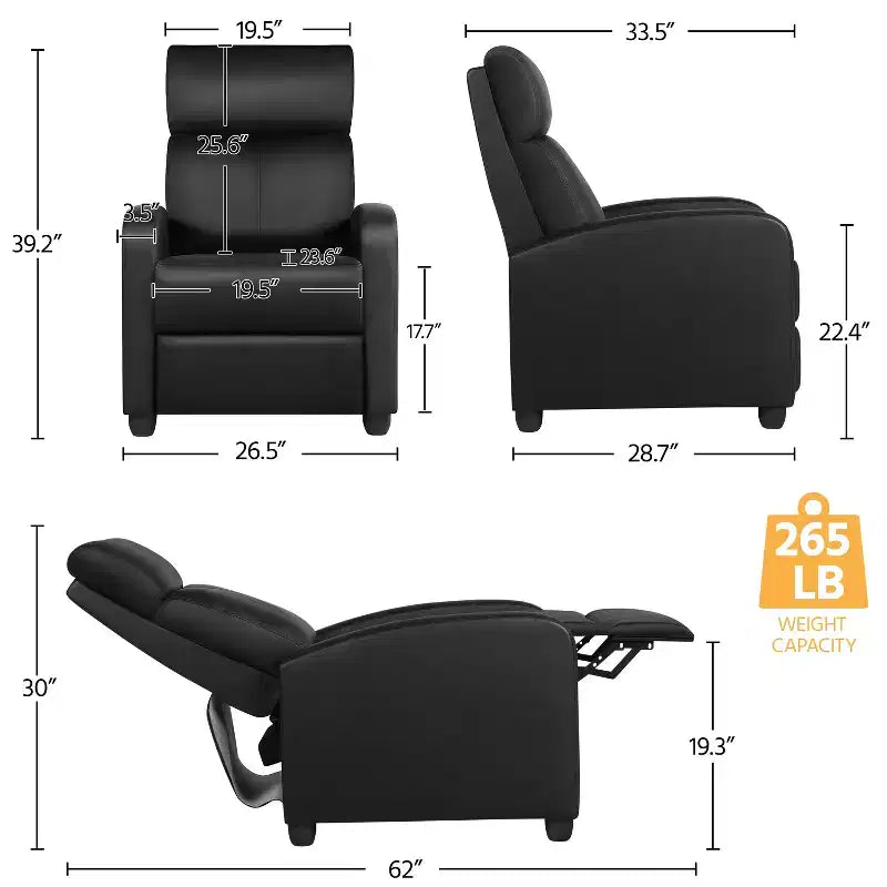 Fauteuil inclinable réglable Yaheetech en cuir PU pour salon