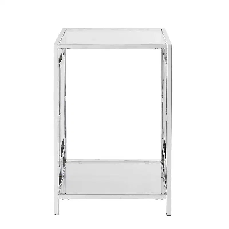 Town Square Chrome End Table with Shelf - Breighton Home
