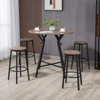 HOMCOM Ensemble table et 4 tabourets de bar industriels 5 pièces, table à manger peu encombrante pour pub et cuisine, marron