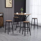 HOMCOM Ensemble table et 4 tabourets de bar industriels 5 pièces, table à manger peu encombrante pour pub et cuisine, marron