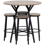 HOMCOM Ensemble table et 4 tabourets de bar industriels 5 pièces, table à manger peu encombrante pour pub et cuisine, marron