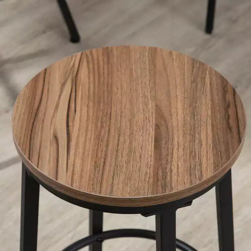 HOMCOM Ensemble table et 4 tabourets de bar industriels 5 pièces, table à manger peu encombrante pour pub et cuisine, marron