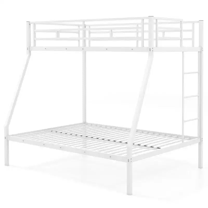Lit superposé Costway en métal avec échelle intégrée, barrière de sécurité pleine longueur (noir/blanc)