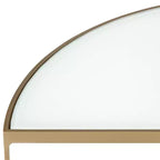 Kensington Hill Danica Table d'appoint moderne en métal 25 x 22 1/4 Or, 2 niveaux, demi-lune, verre trempé blanc pour salon, chambre à coucher, chevet