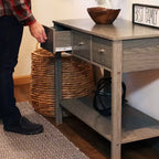 Sunnydaze – Console d'entrée d'intérieur en MDF avec 3 tiroirs – 76 cm H – Gris tonnerre